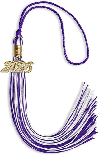 Vista 49 de Endea Graduation - Borla de doble color mixto con fecha dorada (negro/dorado antiguo, 2021)