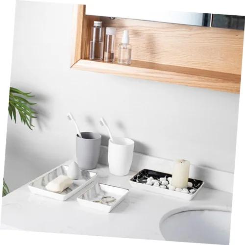 Vista 5 de Amosfun Decor Tray Jewelry Tray Ceramic Ring Tray Decorative Trays Trim Tray Desk Tray Earring Tray Jewelry Display Plate Ceramic Ring Plate Ceramic