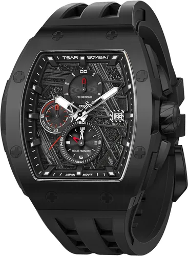 TSAR BOMBA - Relojes para hombre, relojes de cuarzo de lujo, resistentes al agua 164 pies, analógicos, forma tonneau, con cronógrafo, calendario,