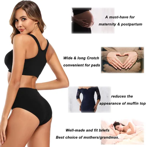 Vista 4 de Molasus - Ropa interior de algodón para mujer cintura alta cobertura total tallas regulares y grandes