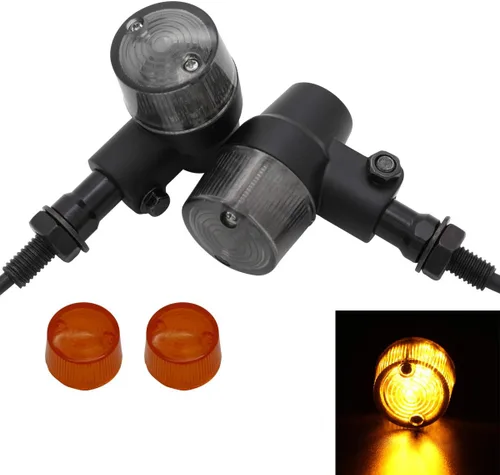 Vista 11 de FATECIM Indicador LED de señal de giro para motocicleta, luz ámbar, mini bala en forma de aluminio, luces intermitentes de 12 V universales (cromado)