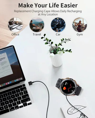 Vista 7 de Cargador de reloj inteligente para PODOEIL 2 Pin 2 pies/23.6 in USB Cable de carga magnético portátil para PODOEIL