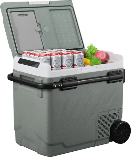 Vista 9 de Alpicool Refrigerador portátil para automóvil, refrigerador de 12 voltios con rueda, refrigerador de automóvil de 42 cuartos de galón, control