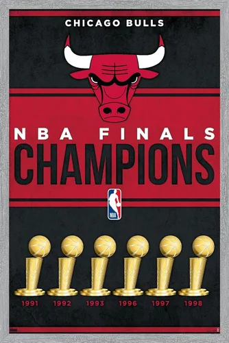 Vista 15 de Trends International NBA Chicago Bulls - Póster de pared de Champions 23, 22.4 pulgadas de largo x 14.7 pulgadas, versión enmarcada de madera