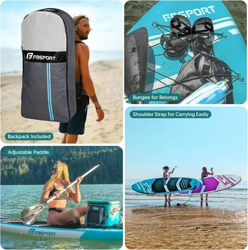 Vista 13 de FBSPORT Tabla de remo de pie prémium de 11 pies, tabla de yoga con accesorios de SUP y bolsa de transporte, amplia posición, control de surf