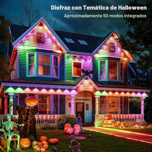 Vista 2 de JOH Luces permanentes para exteriores, 100 pies RGB+IC luces LED inteligentes para exteriores con aplicación/control remoto, modos de escena