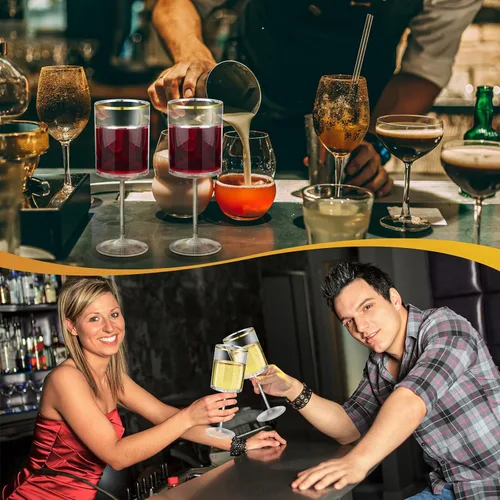 Vista 6 de Yaomiao Paquete de 12 copas de vino desechables de plástico transparente con tallo de 10 onzas, con borde dorado, reutilizables, para bodas