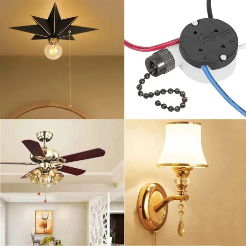 Vista 5 de Interruptor de ventilador de techo Zing Ear ZE-208s E89885 de 3 velocidades con 4 cables, interruptor de cadena de tracción, interruptor de luz