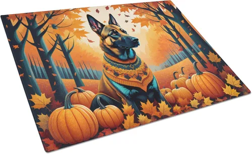 Vista 83 de Caroline's Treasures DAC1024LCB Boston Terrier - Tabla de cortar de vidrio de otoño grande decorativa de vidrio templado para cocina, tabla