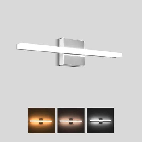 Vista 8 de Lámpara LED de tocador de baño de 16 pulgadas sobre espejo, moderna para interiores, cromada, 10 W, 5000 K, aplique de pared blanco frío para baño