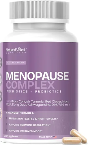 Suplemento completo para la menopausia para mujeres, apoya el equilibrio hormonal, sofocos, sudores nocturnos y estado de ánimo, con DIM, cohosh