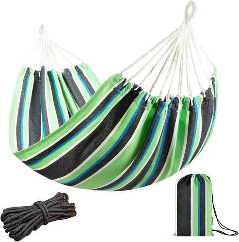 Vista 14 de JoyView Hamaca brasileña para una sola persona, hamaca portátil con cuerdas para colgar y bolsa de transporte, grande de 78.8 x 39.4 pulgadas