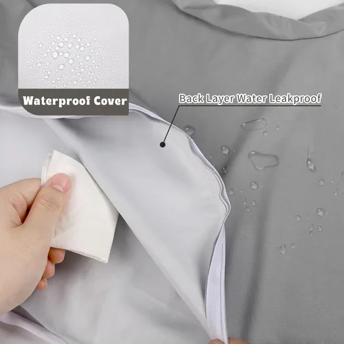 Vista 3 de Hooyax Funda de almohada de lactancia impermeable para bebé, fundas elásticas para almohadas de lactancia, adorable funda de almohada de Gris