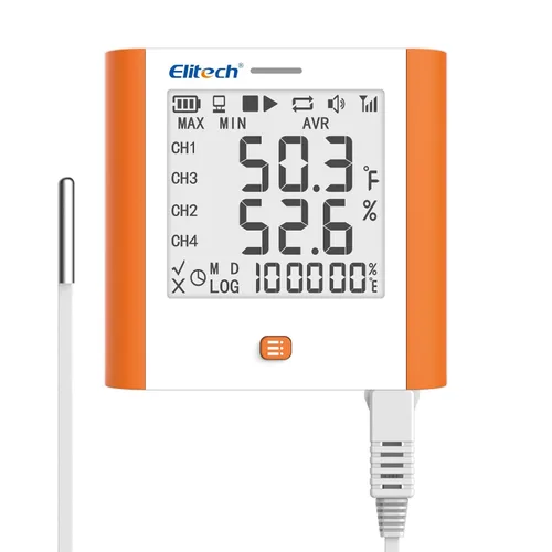 Registrador de datos Elitech GSP-6 de temperatura y humedad, de 16,000 puntos, refrigeración, cadena fría