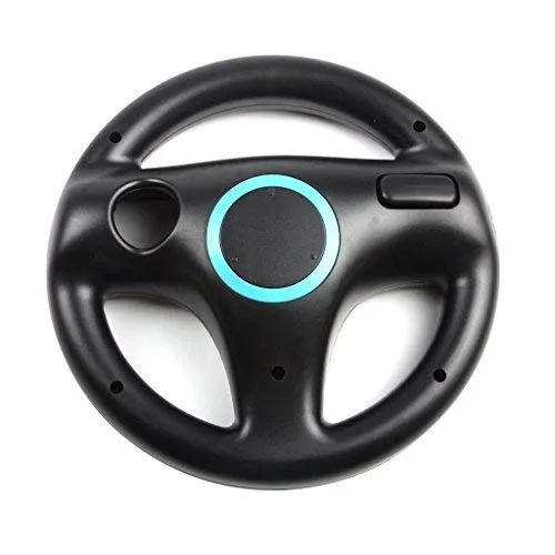 Vista 3 de GH Mario Kart 8 Steering Wheel Compatible with Nintendo Wii (Bomb Black, 2 Pack), Racing Games Wheels for Wii (U) Remote Controller