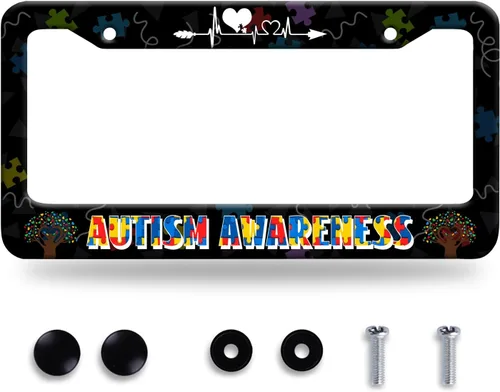 Vista 15 de 2 piezas de marco de placa de matrícula con bandera estadounidense y águila patriótica, marco de placa de matrícula de acero inoxidable colorido