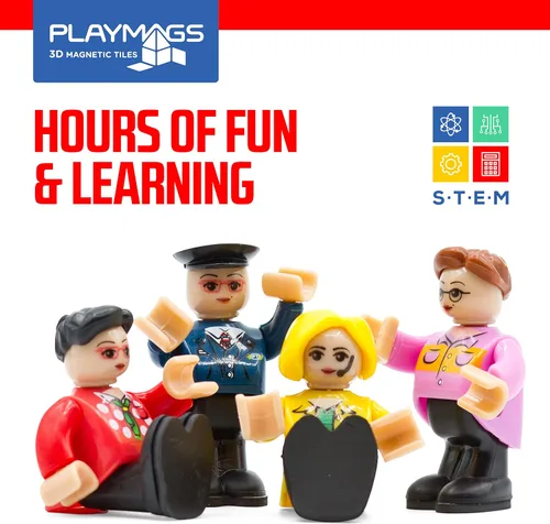 Vista 4 de Playmags Figuras Magnéticas Conjunto Comunitario de 15 Piezas – Personas de Juego Perfectas para Bloques de Construcción de Baldosas Magnéticas
