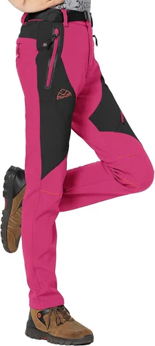 Vista 19 de Rdruko Pantalones de nieve para mujer, impermeables, aislados, con forro polar, térmico, para esquí, senderismo, pantalones de snowboard Verde