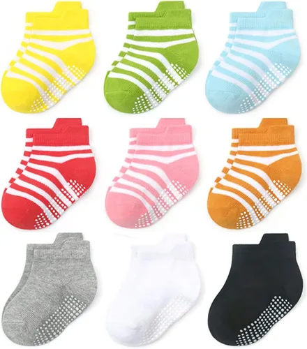 Clowora Calcetines antideslizantes para bebés, niños y niñas, calcetines elásticos para niños de 0 a 5 años