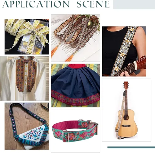 Vista 4 de PH PandaHall 7 yardas de cinta jacquard vintage de 1 1/4 pulgadas con ribete tejido bordado, cinta floral, ribete de tela, franja boho, cinta persa