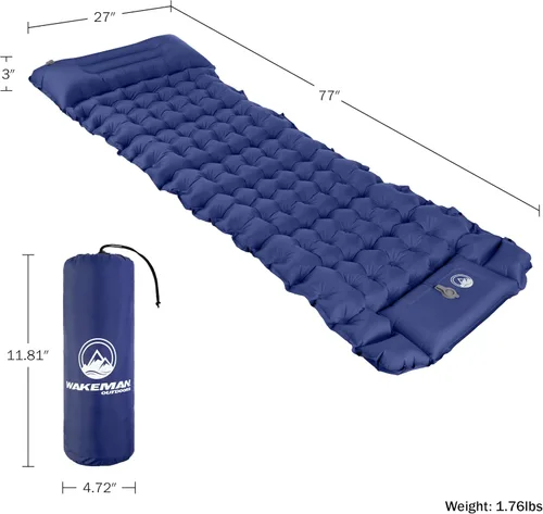 Vista 8 de Wakeman Outdoors - Colchoneta inflable con bomba de pie incorporada - Colchón impermeable para campamento - Equipo de campamento imprescindible por