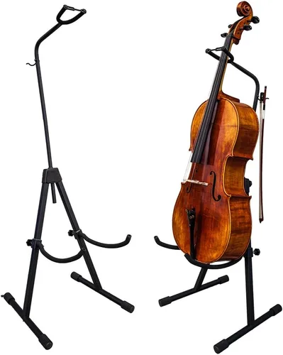 PAITITI Soporte plegable ajustable para violonchelo con gancho para arco - negro