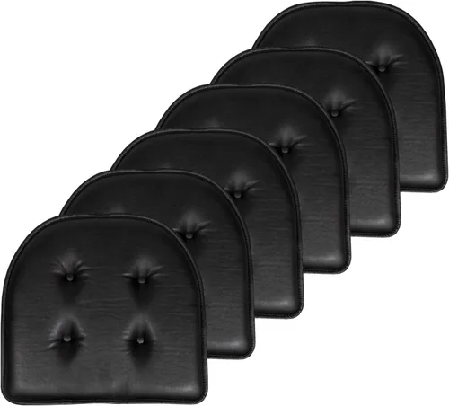 Vista 142 de Sweet Home Collection - Cojín de asiento de espuma viscoelástica y respaldo de caucho antideslizante con capitoné para silla, cojín en U, 17x16 Gris