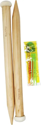 Vista 7 de KnitPal Agujas de tejer de madera de 14 pulgadas (13.8 in), tamaño 19, agujas de tejer grandes de madera de roble real para hilo grueso, agujas