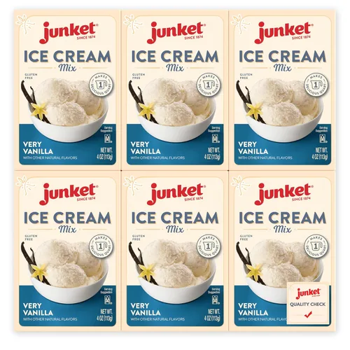 Junket Mezcla de helado de vainilla: hace 6 cuartos de helado casero antiguo para hacer helados o revolver a mano, solo tienes que añadir leche y