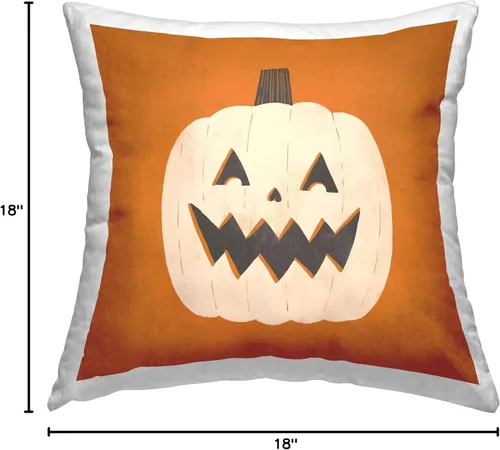 Vista 4 de Stupell Industries Loni Harris - Almohada con diseño de Jack-o-Lantern de Halloween, 18 x 18 pulgadas, color naranja