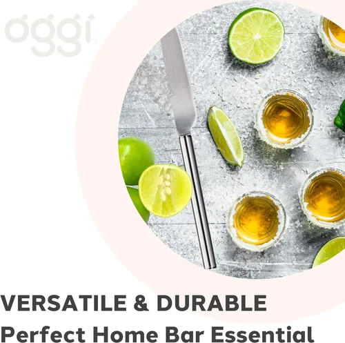 Vista 6 de Oggi Cuchillo de camarero, cuchillo de barra de 9.5 pulgadas/9.4 in, mango de acero inoxidable, hoja de acero inoxidable de doble punta, accesorios