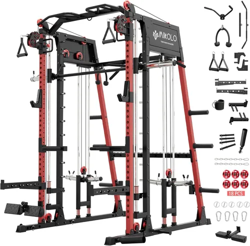 Vista 10 de Mikolo M4 2.0 Smith Machine, All-in-One Home Gym Power Cage with LAT Pulldown & Cable Crossover, Squat Rack for Full Body Workouts