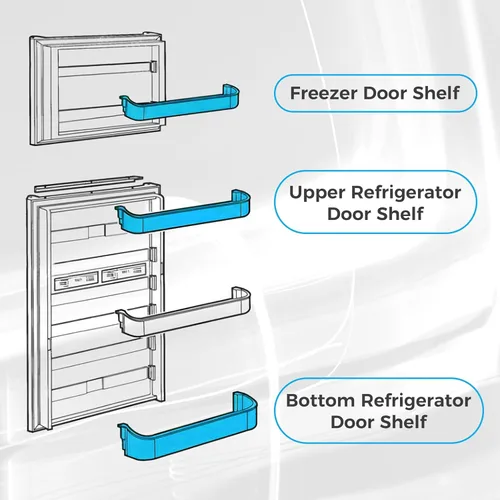 Vista 4 de HECASA 29325760166 Kit de estante para puerta de refrigerador compatible con Dometic Refrigerador Congelador Superior Inferior ABS Plástico Blanco