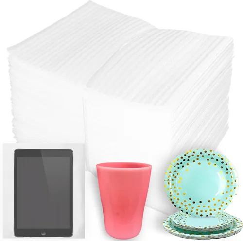Vista 10 de 50 paquetes de 6'x8' Bolsas de espuma acolchada, suministros de mudanza para platos, espuma de embalaje para platos y tazas, papel de embalaje
