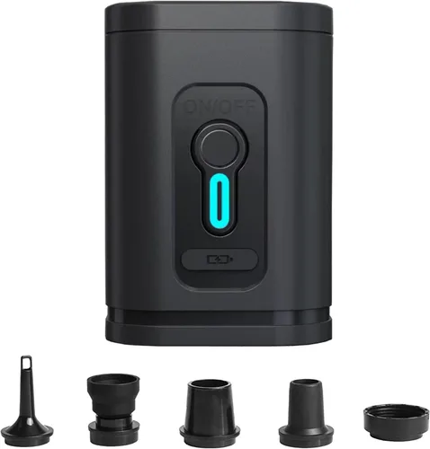 Vista 9 de LUOOV Bomba de aire eléctrica, bomba de aire portátil para campamento al aire libre, cojines inflables, camas de colchón de aire, barcos, anillo