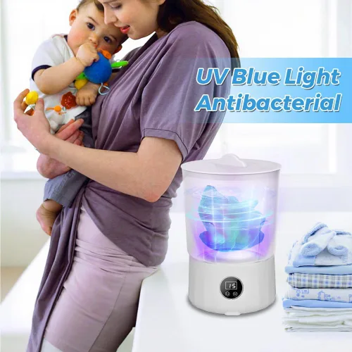 Vista 8 de Mini lavadora de ropa interior – Lavadora portátil de ropa pequeña de 2 litros, recargable, inalámbrica, con 3 modos para brasier, ropa