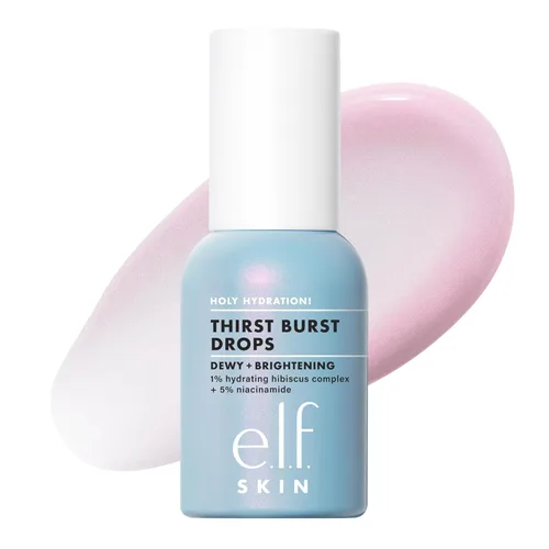 Vista 8 de e.l.f. SKIN Holy Hydration! Thirst Burst Drops Mini, suero para una tez radiante instantánea, fabricado con ácido hialurónico, vegano y libre