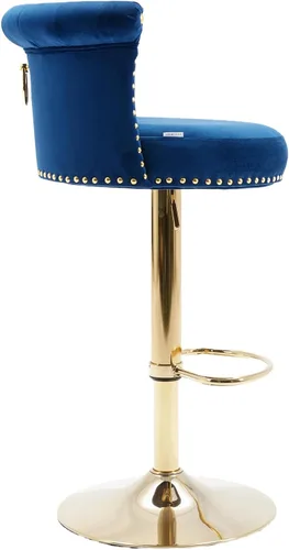 Vista 16 de DSHADE Juego de 2 taburetes de bar giratorios vintage, taburetes de bar tapizados de terciopelo, sillas de bar ajustables con altura de mostrador