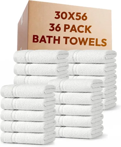 Vista 14 de belem Mikado - Toallas de baño de lujo a granel de 27 x 54 pulgadas, paquete de 36, 100% algodón, ultra suaves y afelpadas, altamente absorbentes