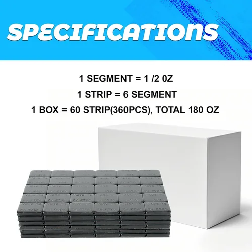 Vista 6 de EASYBERG 1/2 oz. Pesos de rueda pegados, 90 onzas/caja 180 piezas, Pesos de rueda de equilibrio de neumáticos negros para automóviles, camiones