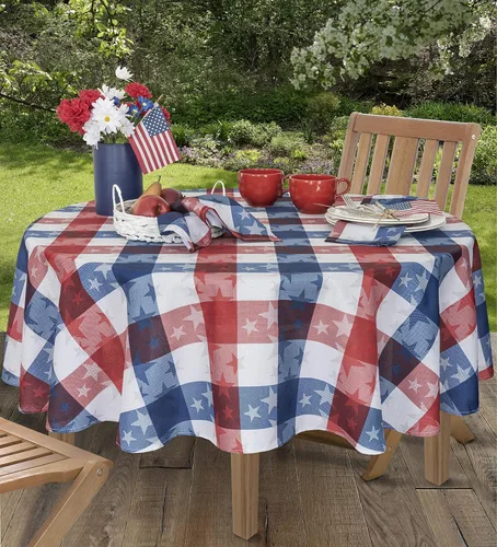 Vista 5 de Newbridge Servilletas cuadradas de tela, juego de 4 servilletas, diseño de estrellas americanas, resistentes a las manchas y a las arrugas