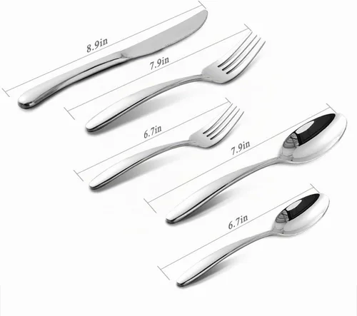 Vista 2 de Juego de cubiertos de acero inoxidable de 20 piezas de HaWare, cubiertos sólidos de acero inoxidable para 4 personas, diseño moderno y elegante