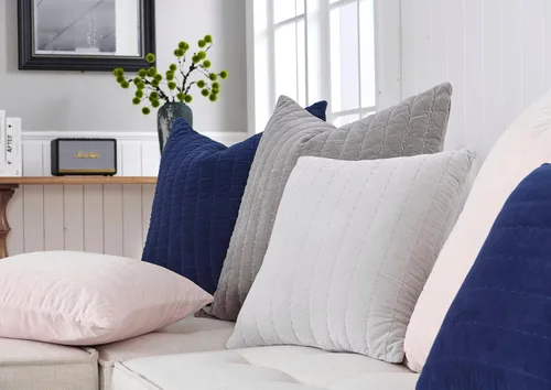 Vista 6 de COCOPLOCUE - Juego de 2 fundas de almohada de algodón grueso de 26 x 26 pulgadas, con cremallera oculta, decorativas, acolchadas, para sofá, Gris