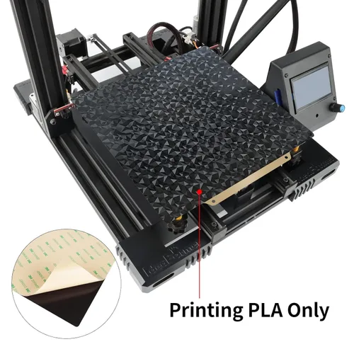 Vista 6 de Cama de impresora con superficie PEI texturizada + placa de construcción de superficie PEO lisa con hoja magnética de 9.252 x 9.252 in para Ender