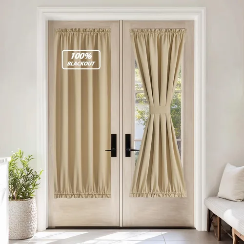 Vista 247 de NICETOWN Cortinas 100% opacas para puerta francesa, cortinas de privacidad para ventana, persianas de oscurecimiento de habitación de 25 x 64
