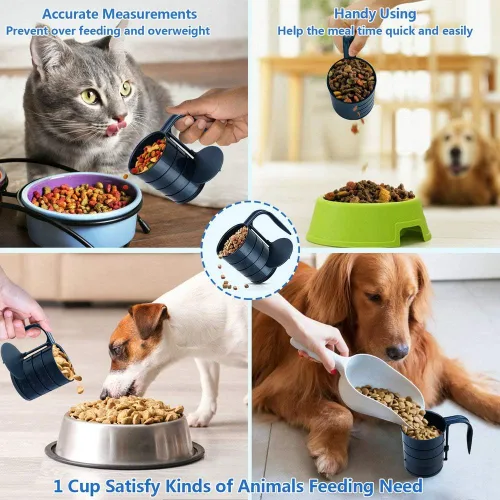 Vista 6 de Joansan Cuchara de comida para perros, cucharas de comida para mascotas, 4 tazas de capacidad en 1 taza, cuchara medidora para mascotas, perros
