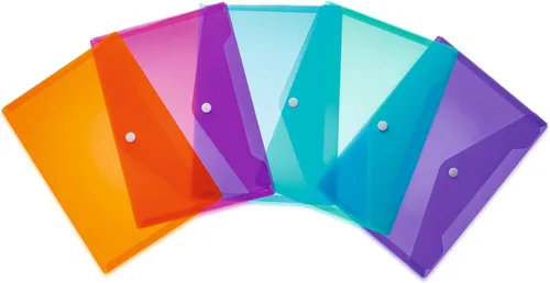 Vista 7 de HERMA 20059 Cartera de documentos A5 transparente azul claro, pequeños bolsillos transparentes, sobre con cierre de botón de presión, sobre