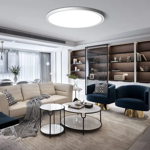 Vista 6 de Paquete de 2 lámparas LED de techo empotradas de 12 pulgadas, luz blanca diurna de 5000 K, 24 W 3200 LM, luces de techo planas redondas, luminosas