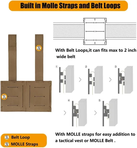 Vista 6 de KRYDEX 5.56 Funda para Cargador, Portacargador MOLLE Mag con Inserto de Funda para Cargador de Liberación Rápida