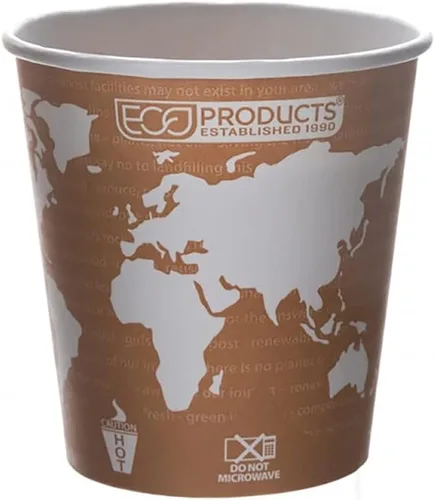 Vista 8 de ECO PRODUCTS Tazas de café espresso desechables compostables World Art de 4 onzas, paquete de 50, taza de papel caliente renovable, forro PLA a base
